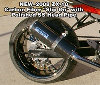 2008 2009 2010 ZX-10 Carbon Fiber Slip On Exhaust ZX10R ZX-10R ZX10 Pipe System Performance Custom Light Race