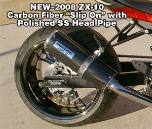 2008 2009 2010 ZX-10 Carbon Fiber Slip On Exhaust ZX10R ZX-10R ZX10 Pipe System Performance Custom Light Race