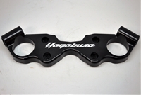99-18 Hayabusa Engraved Black Anodized Lowering Top Triple Clamp W/ Contrast Cut Pockets 1999 2000 2001 2016 2003 2004 2005 2006 2007 lowered lower triple tree busa race weight light performance 2008 2009 2010 2011 2012 2013 2014 2015