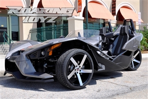 Custom Polaris Slingshot Performance Wheel Tire Package 20 Inch Wheels Style 9 Race Compound Tires Wide 315 Fat Rear Tire Toyo 888 Ultimate traction base sl model 2015 SS Forged Black Machined 20x10.5 rear 20x9 front 20"