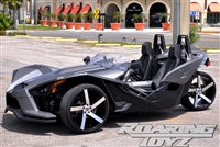 Custom Polaris Slingshot Performance Wheel Tire Package 22 Inch Wheels Style 9.22 Tires Wide 305 Fat Rear Tire Ultimate traction base sl model 2015 2016 SS Forged Black Machined 22x10.5 rear 22x9 front 22"