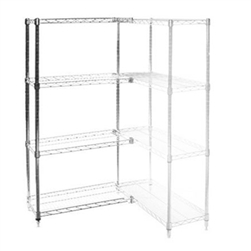 Wire Shelving Add On Kit with 4 Shelves - 12"d x 42"h
