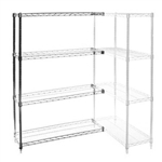 24"d x 24"w Chrome Wire Shelving Add On Unit with Four Shelves