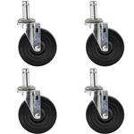 Rubber Stem Casters - 4 Pack