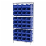 Super-Size AkroBin Wire Shelving Systems w/ Blue Bins