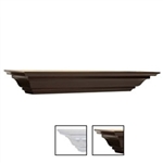 Crown Moulding shelf 5 inch deep x 36 inch wide in white and espresso