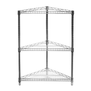 SI 18" Chrome Wire Shelving Triangle Corner Unit with Three Shelves