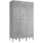 Double Tier Lockers - 15"d x 12"w x 78"h - Gray