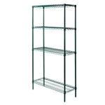 18" Green epoxy coated chrome wire 4 shelf unit