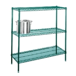 18" Green epoxy coated chrome wire with 3 Shelves