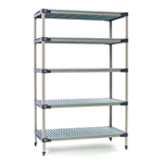 21"d MetroMax 4 Antimicrobial 5-Shelf Starter Units w/ Grid Mats