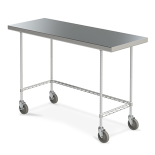Mobile Stainless Steel Work Table w/ 3-Sided Frame