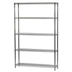 Wire Shelving Unit w/ 5 Shelves - 12"d x 48"w