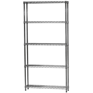 Industrial Wire Shelving Unit with 5 Shelves - 8"d x 36"w