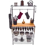 14"d x 36"w x 72"h Bakers Rack w/ Butcher Block Top and Wine Rack, Wire Shelving Unit