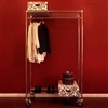 Wire shelving mobile closet with shelves, casters, a set of posts, and a coat-rod kit.