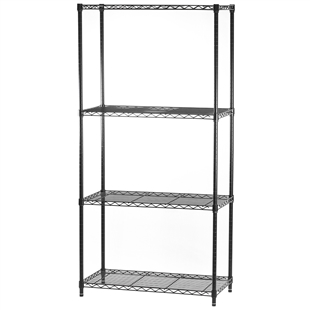 Black Wire Shelving with 4 Shelves - Standard Duty