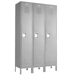 Single Tier Lockers - 15"d x 12"w x 60"h - Gray