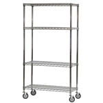 4-Shelf Chrome Wire Carts - 12"d x 36"w
