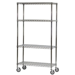 4-Shelf Chrome Wire Carts - 18"d x 42"w