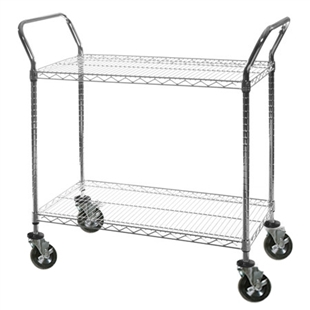 2-Shelf Chrome Wire Utility Carts - 24"d