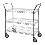 3-Shelf Chrome Wire Utility Carts - 24"d