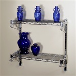 8"d 2 Shelf Chrome Wire Wall Mounted Shelving Kits