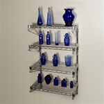 18"d 4 Shelf Chrome Wire Wall Mounted Shelving Kit