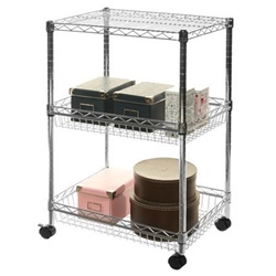 18"d Wire Shelving Basket Cart w/ 3 Shelves