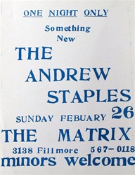 The Andrew Staples Original Concert Handbill
Vintage Rock Poster