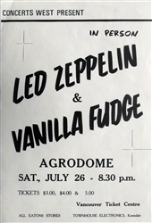 Led Zeppelin And Vanilla Fudge Original Concert Handbill
Agrodome Handbill