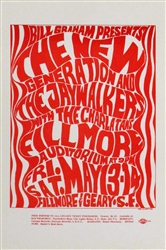 New Generation And The Jaywalkers and The Charlatans Original Concert Handbill
Fillmore Auditorium
Wes Wilson
BG 6