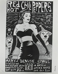 Frank Kozik Red Hot Chili Peppers And Mary's Danish Original Concert Handbill