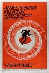 Vertigo Original US One Sheet
Vintage Movie Poster
James Stewart 
Alfred Hitchcock