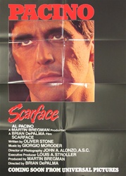 Scarface Original US One Sheet Advance
Vintage Movie Poster
Al Pacino