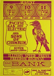 Sons Of Champlin And Pacific Gas And Electric Original Concert Poster
Vintage Rock Poster
The Bank in Torrance