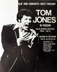 Tom Jones In Person Original Concert Poster
Vintage Rock Poster
Original Concert Poster From Dallas