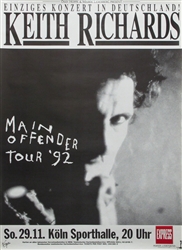 Keith Richards Main Offender Original Tour Poster
Vintage Rock Concert Poster
Rolling Stones