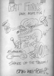 Ed Big Daddy Roth Original Pencil Drawing Rat Finks Have More Fun Shake Up the Troops