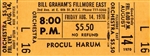 Procul Harum Original Fillmore East Concert Ticket
Fillmore East
Bill Graham