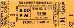 Procul Harum Original Fillmore East Concert Ticket
Fillmore East
Bill Graham