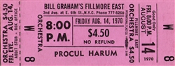 Procul Harum Original Fillmore East Concert Ticket
Fillmore East
Bill Graham