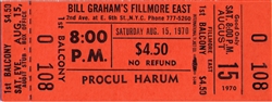 Procul Harum Original Fillmore East Concert Ticket
Fillmore East
Bill Graham