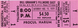 Procul Harum Original Fillmore East Concert Ticket
Fillmore East
Bill Graham