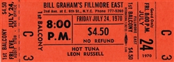 Hot Tuna And Leon Russell Original Fillmore East Concert Ticket
Fillmore East
Bill Graham