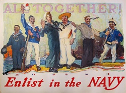 Enlist in the Navy Original War Poster