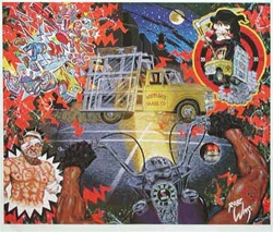 Robert Williams Hittin a Glass Truck at Midnight Limited Edition Lithograph