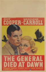 The General Died At Dawn US Window Card
Vintage Movie Poster
Gary Cooper