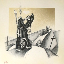 Charles Wish Chance Dances With Cars Original Drawing