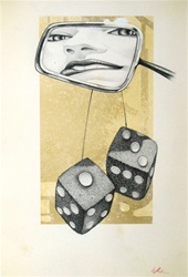 Charles Wish The Taste of Fuzzy Dice Original Drawing